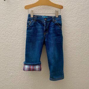 Old Navy Straight Leg Jeans W/Patriotic Plaid Cuff Size 12-18 months